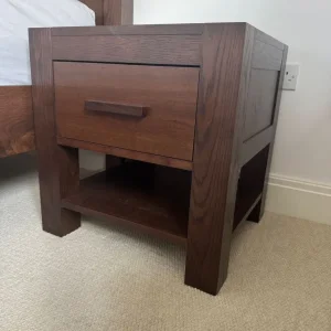 Solid wood king size bed frame with matching bedside table (soft-close drawer) - Image 5