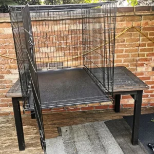 Extra large black steel dog cage (42" L x 29" W x 32" H) - Image 2