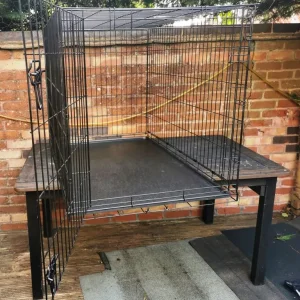 Extra large black steel dog cage (42" L x 29" W x 32" H) - Image 6