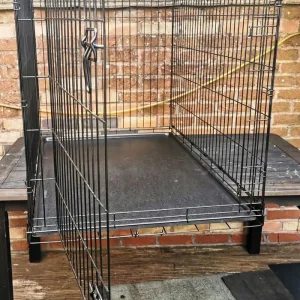 Extra large black steel dog cage (42" L x 29" W x 32" H) - Image 7