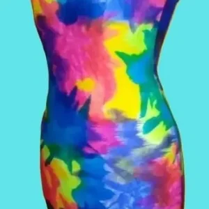 Speedo Multi Coloured Tropical Designs Body Con Swimwear Coverup Dress Size Small - Image 4