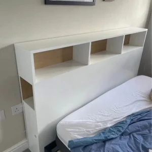 White Bed Headboard with Storage - Image 2