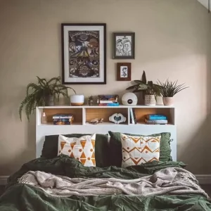 White Bed Headboard with Storage