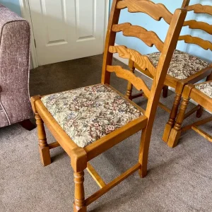 3 Vintage Ladder Back Wooden Dining Chairs D011 - Image 2
