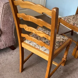 3 Vintage Ladder Back Wooden Dining Chairs D011 - Image 3