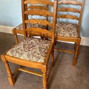 3 Vintage Ladder Back Wooden Dining Chairs D011