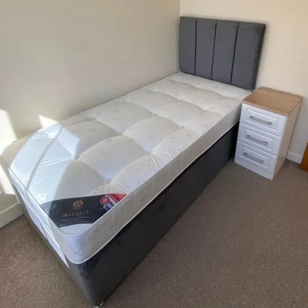 Single divan bed with mattress