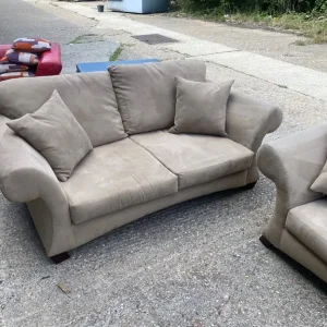3 AND 2 SEATER SOFAS IN MOLE SKIN FABRIC - Image 2