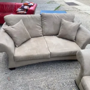 3 AND 2 SEATER SOFAS IN MOLE SKIN FABRIC