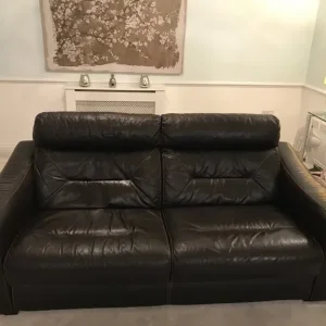 Brown Leather 3 Seater Sofa - Image 2