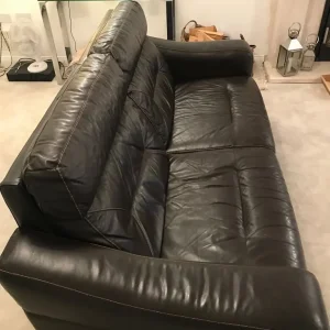 Brown Leather 3 Seater Sofa - Image 3