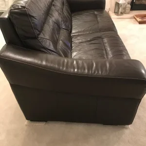 Brown Leather 3 Seater Sofa - Image 4