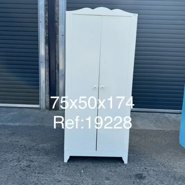 White 2-door wardrobe 75cm x 50cm x 174cm