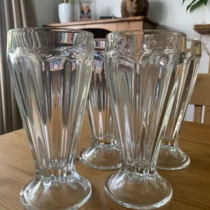 3 heavy sundae glasses