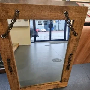 Reto Large Wooden Mirror with Chain