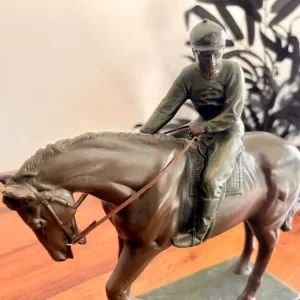 Juliana Collection Bronzed Resin Jockey and Horse (Rosa 1995) - Image 6