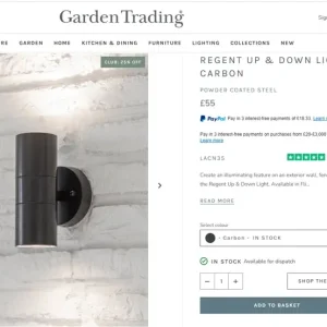 Garden outside light with top and bottom fixtures