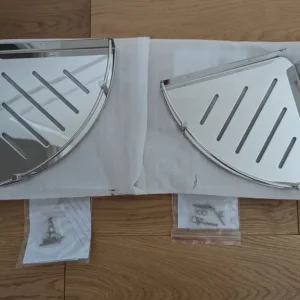 2 x Chrome Bathroom Shower Corner Shelves