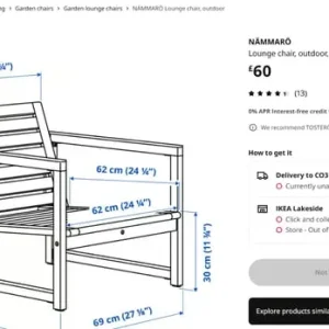 2 x Ikea Nammaro Garden Lounge Chairs - Image 4