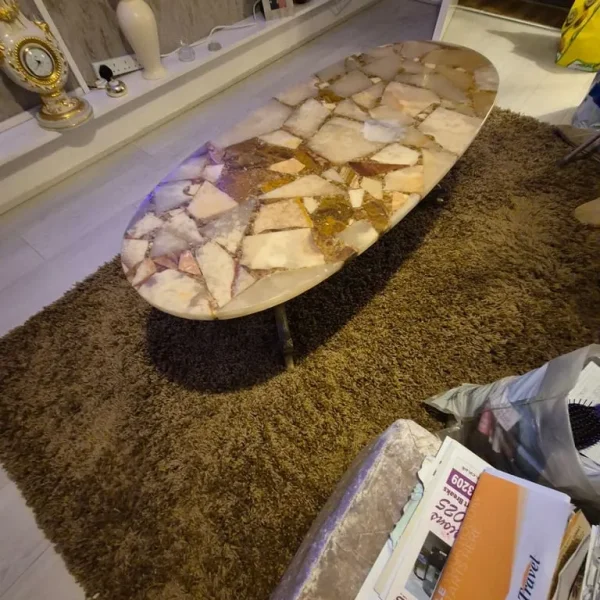 Antique marble table with gold legs