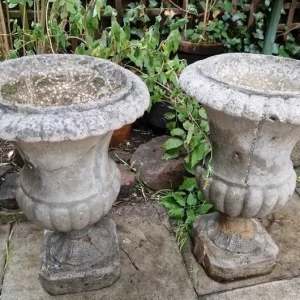 PAIR of Weathered Campania Stone Urns, 70cm tall - Image 2