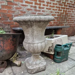 PAIR of Weathered Campania Stone Urns, 70cm tall - Image 3