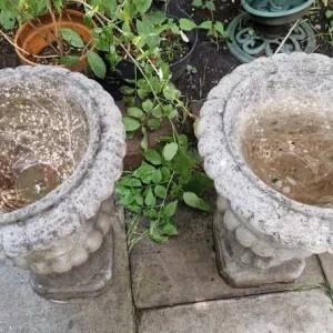PAIR of Weathered Campania Stone Urns, 70cm tall - Image 4