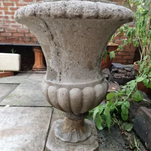 PAIR of Weathered Campania Stone Urns, 70cm tall - Image 5