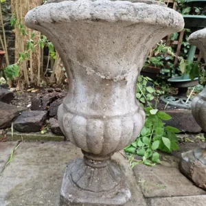 PAIR of Weathered Campania Stone Urns, 70cm tall - Image 8