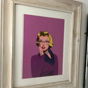 Pair of Framed Pop Art Prints – Bold & Retro Wall Art in Distressed Wood Frames - Image 2