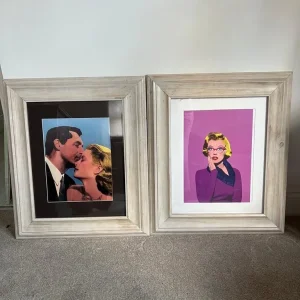 Pair of Framed Pop Art Prints – Bold & Retro Wall Art in Distressed Wood Frames
