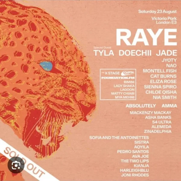 2 x Raye tickets All Points East 23rd Aug 25 London