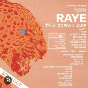 2 x Raye tickets All Points East 23rd Aug 25 London