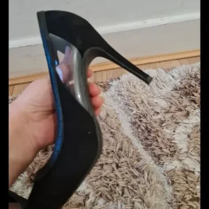 Black Suedette Cut Out Stiletto Court Shoes Size 6 UK (39 EU) - Image 7