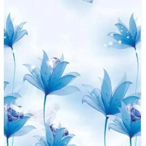 Blue Floral Patterned Blackout Window Roller Shades 120W x 80H