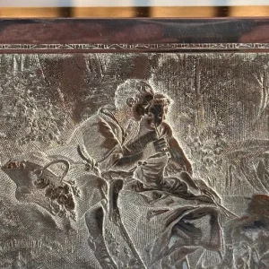 ANTIQUE FRENCH SILVER PLATE JEWELLERY BOX LA LEÇON DE FLÛTE - Image 6