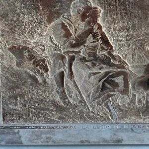 ANTIQUE FRENCH SILVER PLATE JEWELLERY BOX LA LEÇON DE FLÛTE - Image 8
