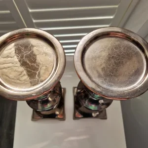 Pair of Habitat bronze effect ceramic candle holders - Image 4