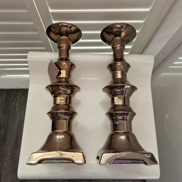 Pair of Habitat bronze effect ceramic candle holders