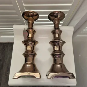 Pair of Habitat bronze effect ceramic candle holders