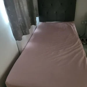 Grey faux suede single divan bed