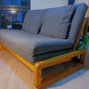 Solid Oak Sofa Bed with Futon Mattress - Image 2