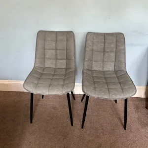 Pair Leatherette Woltu Grey Kitchen Chairs / Dining Room Chairs C478 - Image 2
