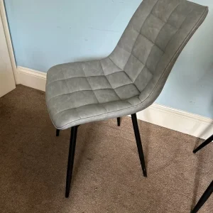Pair Leatherette Woltu Grey Kitchen Chairs / Dining Room Chairs C478 - Image 3