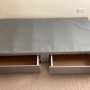 Grey Fabric Single Bed Base with Drawers