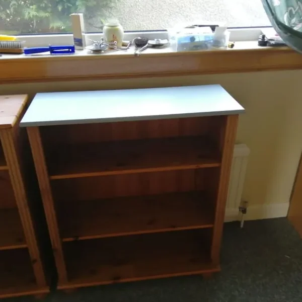 Pine book case with gray top