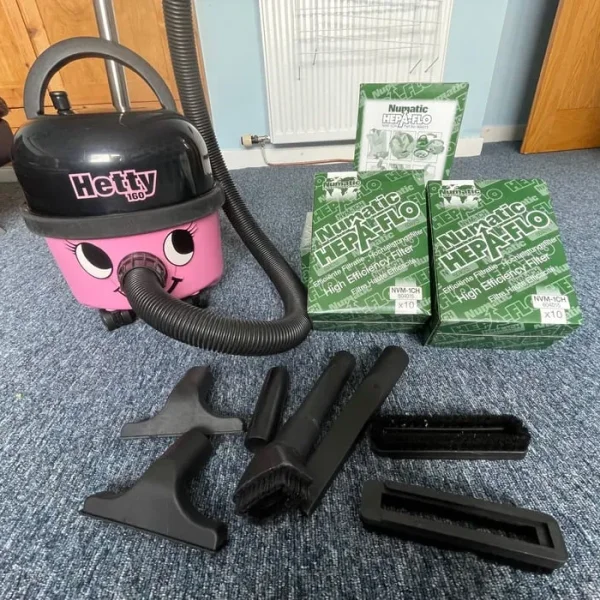 Numatic Hoover HET160-11 Hetty Pink Cylinder Vacuum Cleaner with Bags