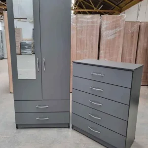 Branded 2 Door Wardrobe in Black, White, Wenge, Grey, Walnut - Image 2