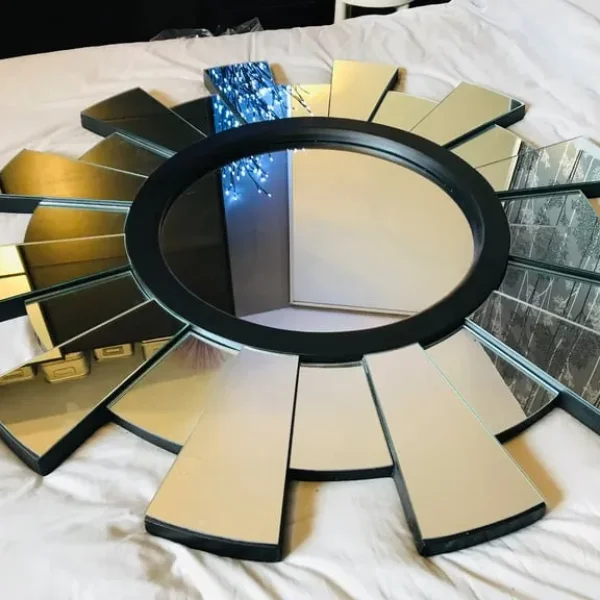 Large black mirror by WEST DECOR 110.5cm diameter