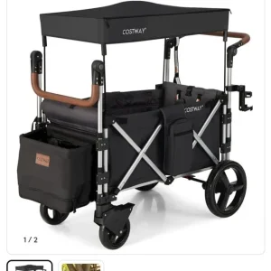 Costway Black Twin baby double stroller wagon